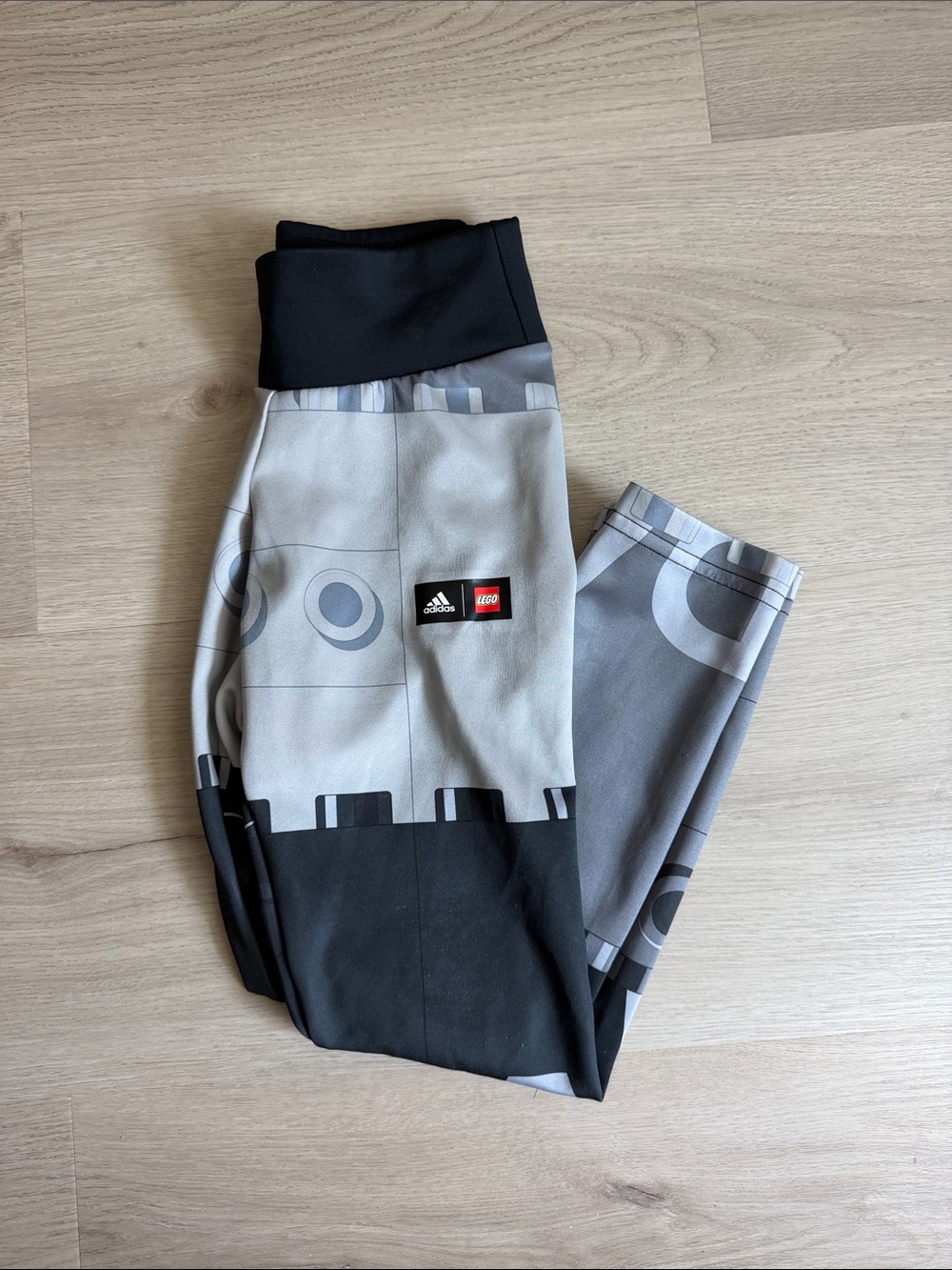 adidas Kids Gray & Black LEGO-Print Leggings